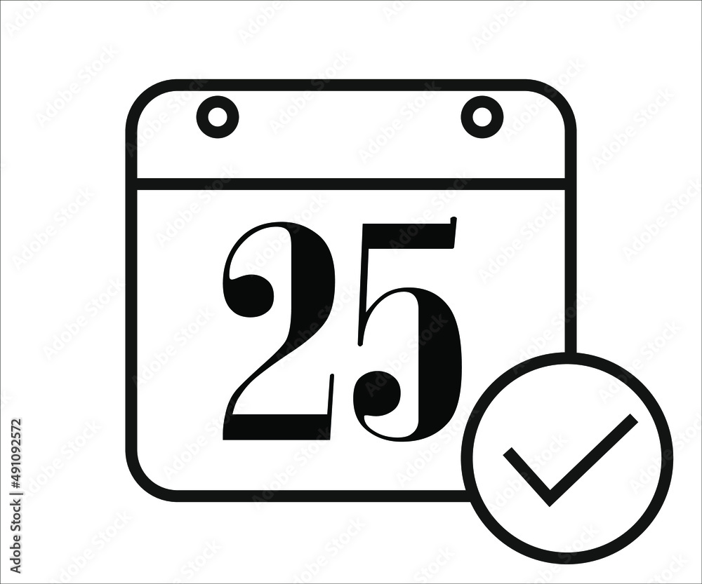 day 25 black and white calendar icon day 25 black and white calendar icon