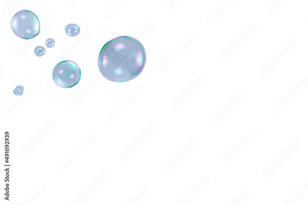 Soap bubbles isolated on a white background