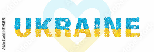 Stand with Ukraine concept background. Ukraine trident with floral pattern. Pray For Ukraine peace. Save Kyiv from Russia.