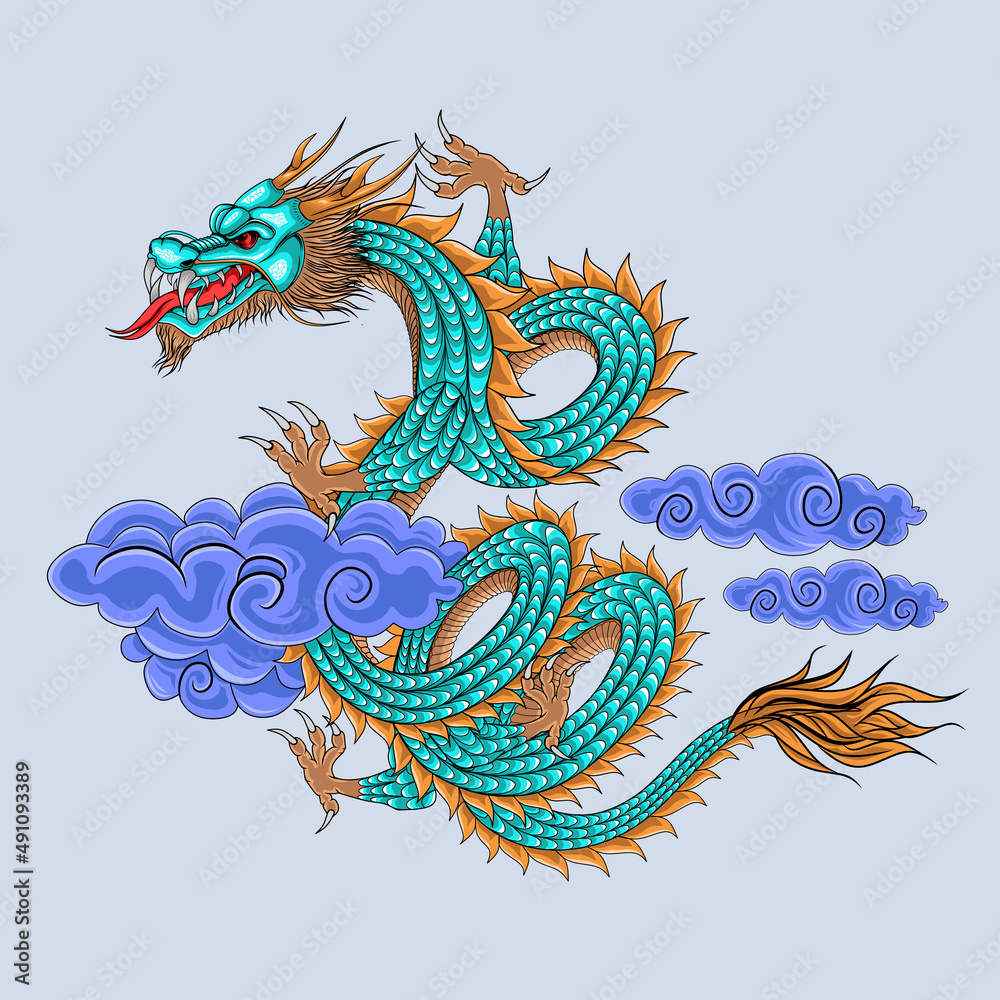 The best dragon illustration with clouds The best dragon illustration with clouds