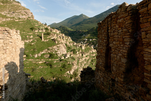 Old Kakhib village ruins in Dagestan, Russia photo