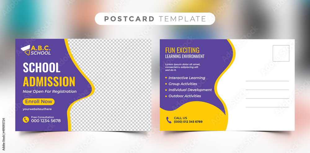 Modern school admission postcard template Modern school admission postcard template