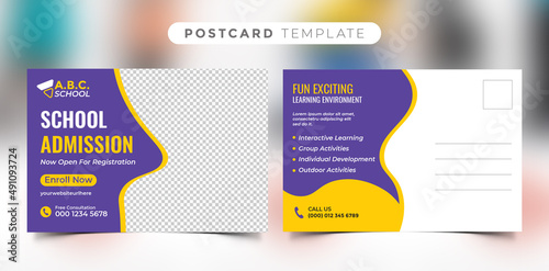 Modern school admission postcard template