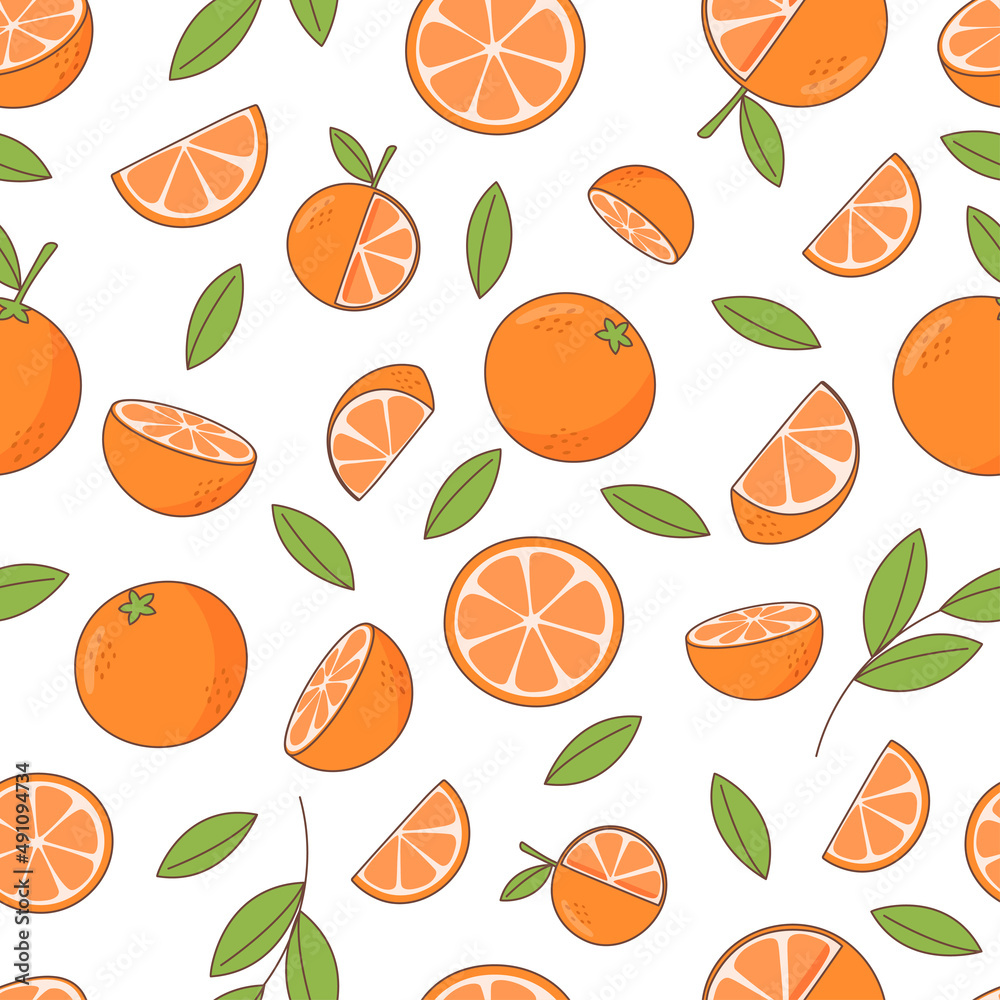 Seamless summer food pattern of orange Seamless summer food pattern of orange