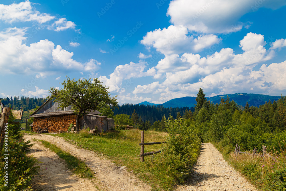 Carpathian mountain village at summer Carpathian mountain village at summer