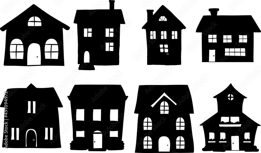 Doodle Houses Silhouettes Doodle Houses SVG EPS PNG