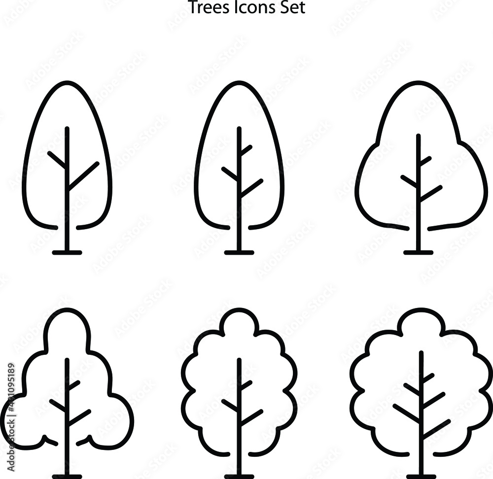 Tree icons set isolated on white background. Tree logo. Tree symbol vector. Tree Sign. Tree icons set isolated on white background. Tree logo. Tree symbol vector. Tree Sign.