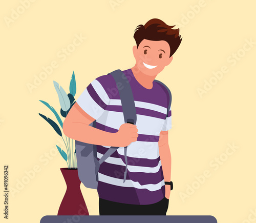 Portrait of man posing in stylish outfits, flat design concept, vector illustration