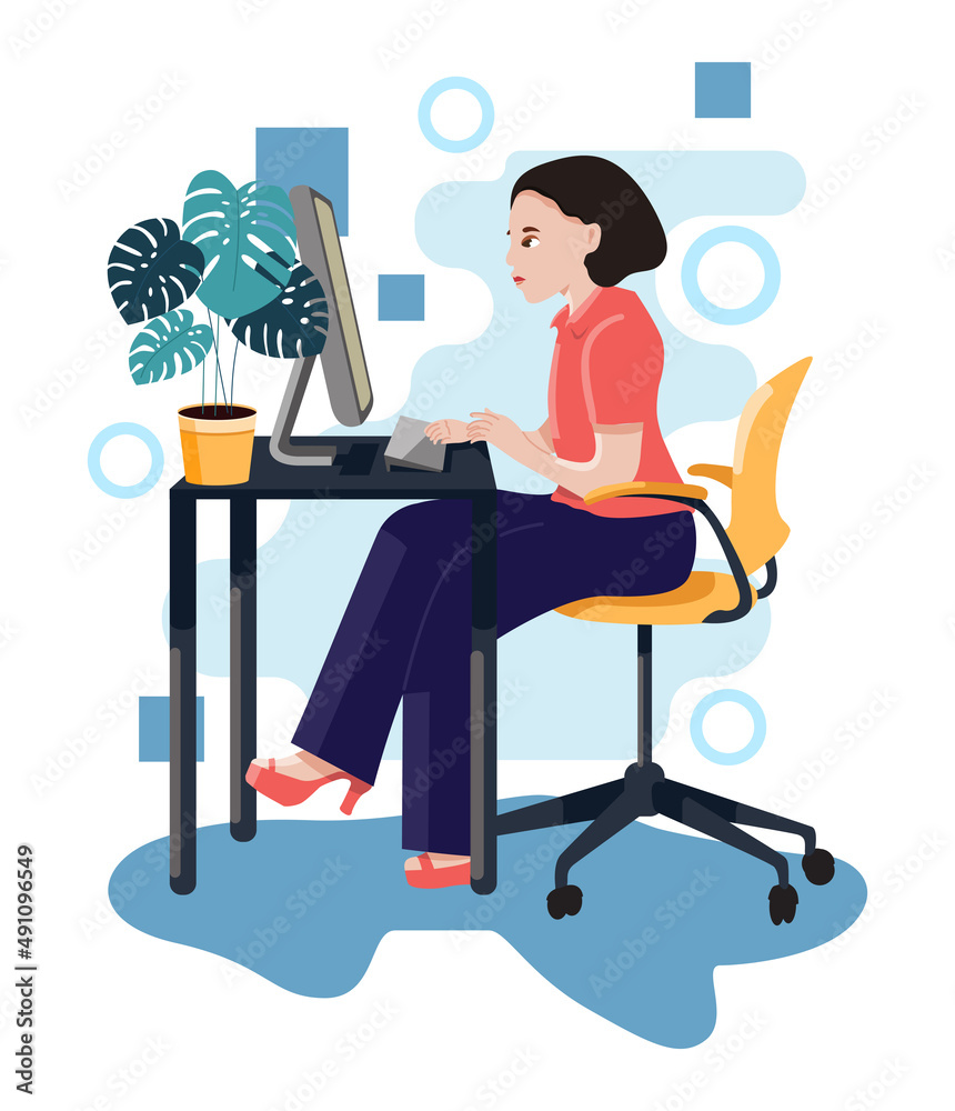 Workplace. Working on computer. Businessman looking at the laptop screen. Workplace. Working on computer. Businessman looking at the laptop screen.