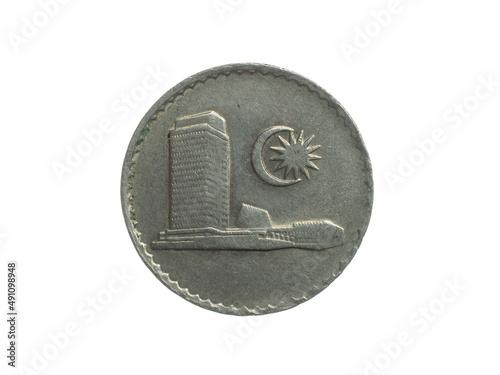 Malaysia fifty sen coin on a white isolated background