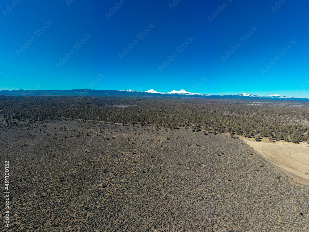 Aerial view of Three Sisters Peaks near Bend, Oregon. Aerial view of Three Sisters Peaks near Bend, Oregon.