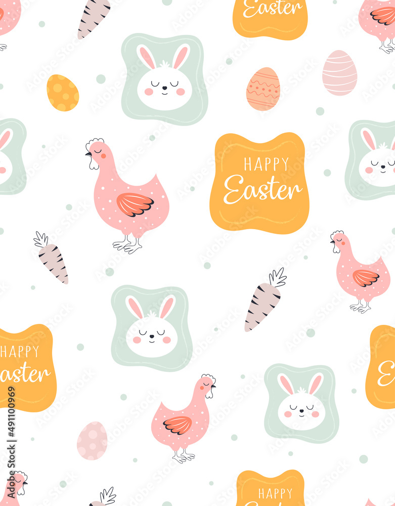 easter seamless pattern with bunnies and hens easter seamless pattern with bunnies and hens