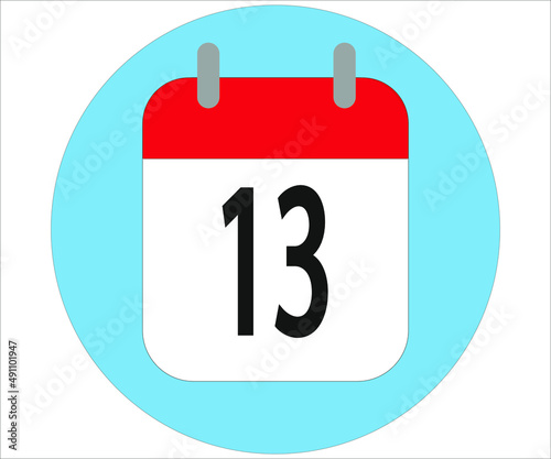 day 13 red calendar icon with blue circle on white background