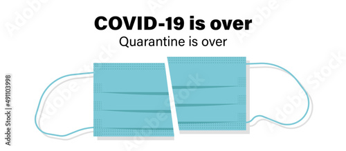 Covid-19 and pandemic is over coronavirus quarantine ending flat vector illustration.