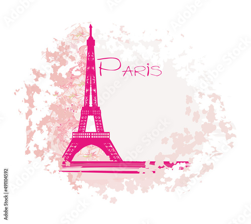 Photography artistic floral banner - eiffel tower in paris