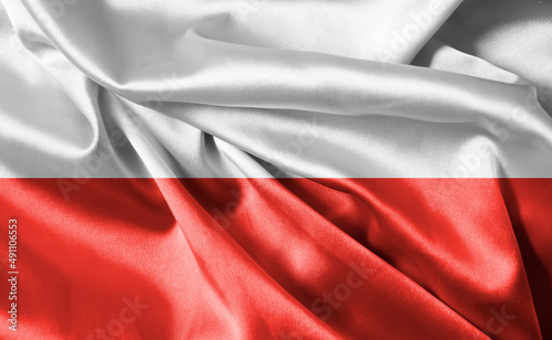 flag of Poland silk fabric background