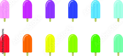 Vector illustration with set of ice creams in different colors 