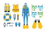 Set of Diving Equipment Snorkeling Masks, Scuba Diver Tools Underwater Glasses, Mouthpiece Tube for Swimming, Balloons