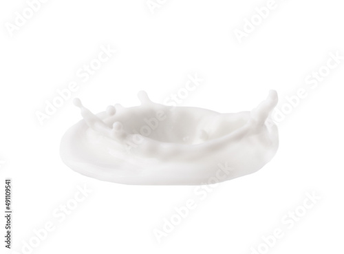 Crown splash of milk or yoghurt isolated on white background. Milk splash for design.