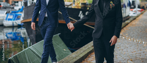 European Gay Couple on a wedding day, same sex couple marriage.
