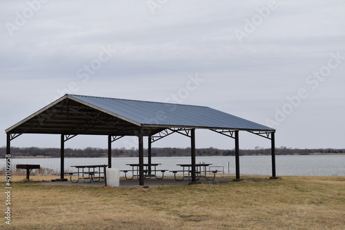 Park Pavilion by a Lake