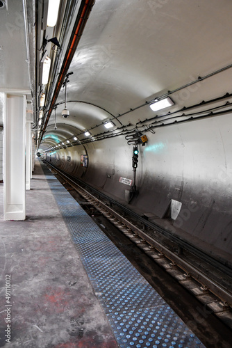 Underground subway commuter train station platform