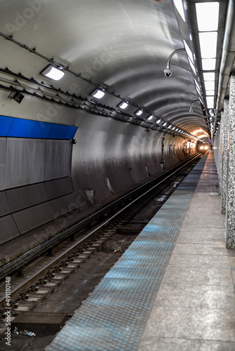 Empty underground commuter subway tunnel tracks © BradleyWarren