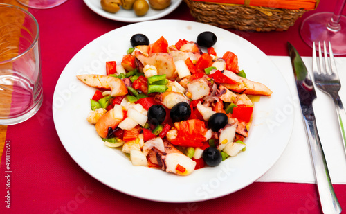 Salpicon seafood salad with shrimps and squid