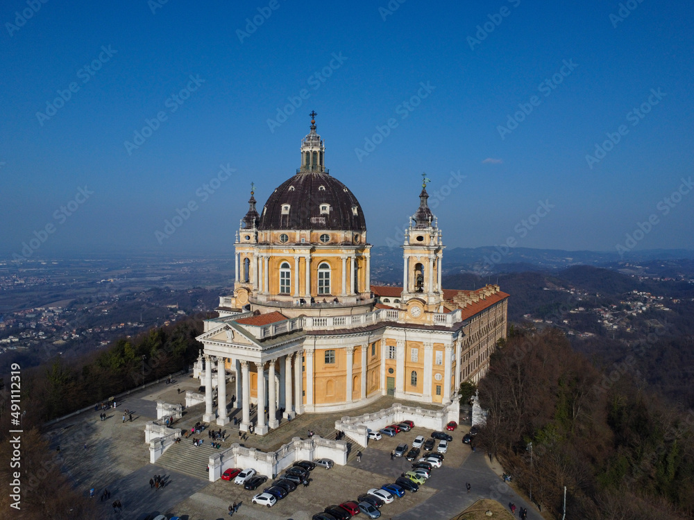 Obraz premium Aerial view of the Superga Basilica in Piedmont