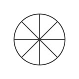 Circle divided in 8 segments. Pie or pizza round shape cut in eight equal slices in outline style. Simple business chart template. Vector linear illustration.