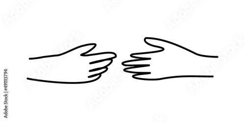 Handshake. Hands reach out to each other. Peace, help.