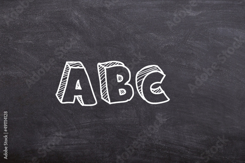 Abc letters chalk written on schoolboard vector blackbaord and font letters