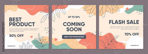 Sale square banner template for social media posts, mobile apps, banners design, web, and internet ads. Trendy abstract square template with colorful concept.