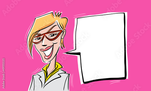 Women in suit, speech bubble