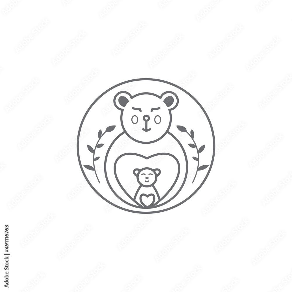 family bear logo illustration lines circle family bear logo illustration lines circle
