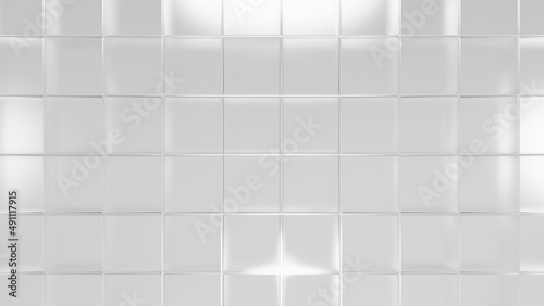 Turbid translucent white glass bathroom wall  3D Rendering 