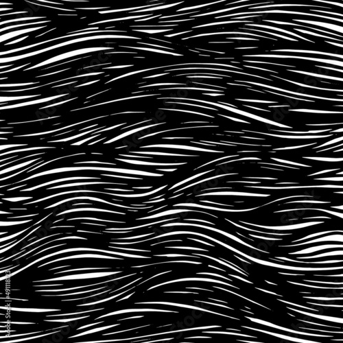 Abstract hand-drawn pattern, waves background. Abstract pattern line art background
