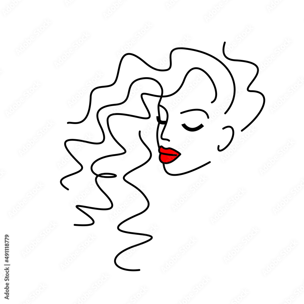 Salon beauty logo. Hairstyle girl face icon. Woman portrait, shampoo. Salon beauty logo. Hairstyle girl face icon. Woman portrait, shampoo.
