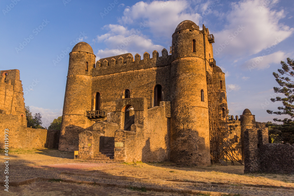 Fasilidas palace in the Royal Enclosure in Gondar, Ethiopia Fasilidas palace in the Royal Enclosure in Gondar, Ethiopia