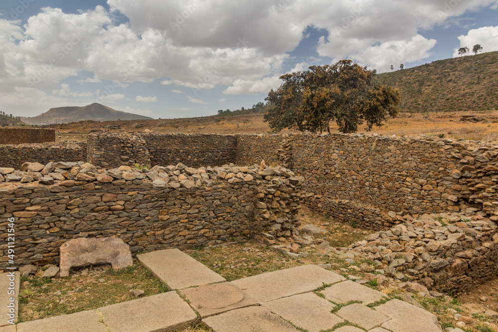 Dungur (Queen of Sheba) Palace ruins in Axum, Ethiopia Stock Photo ...