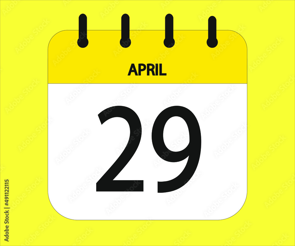 April 29th yellow calendar icon for days of the month April 29th yellow calendar icon for days of the month