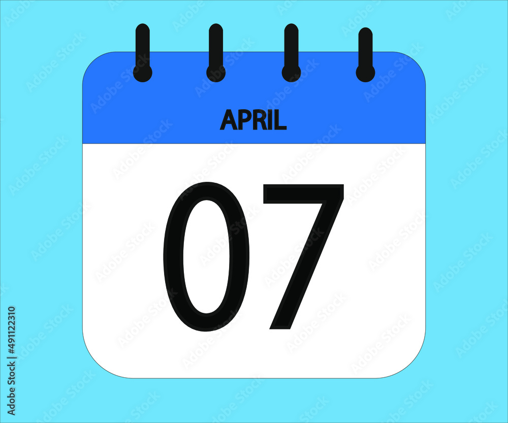 April 07th blue calendar icon for days of the month April 07th blue calendar icon for days of the month