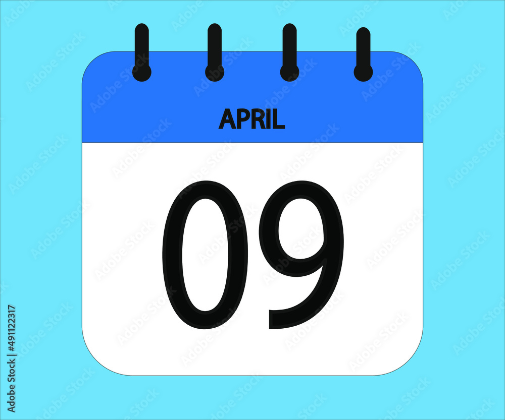 April 09th blue calendar icon for days of the month April 09th blue calendar icon for days of the month