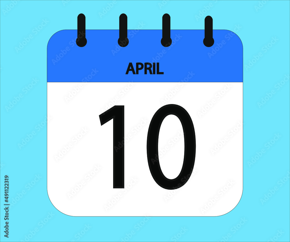 April 10th blue calendar icon for days of the month April 10th blue calendar icon for days of the month