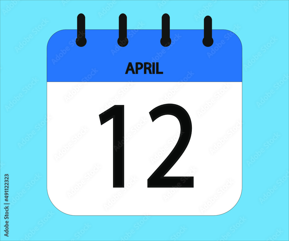 April 12th blue calendar icon for days of the month April 12th blue calendar icon for days of the month