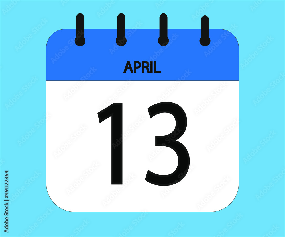 April 13th blue calendar icon for days of the month April 13th blue calendar icon for days of the month
