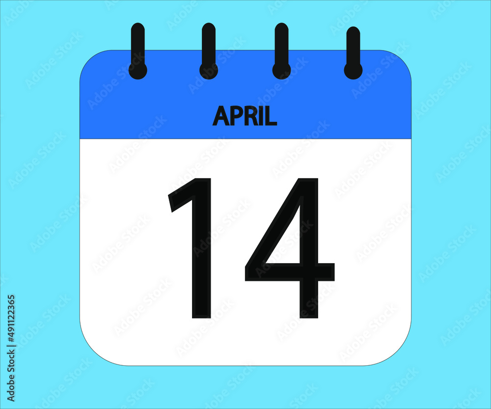 April 14th blue calendar icon for days of the month April 14th blue calendar icon for days of the month