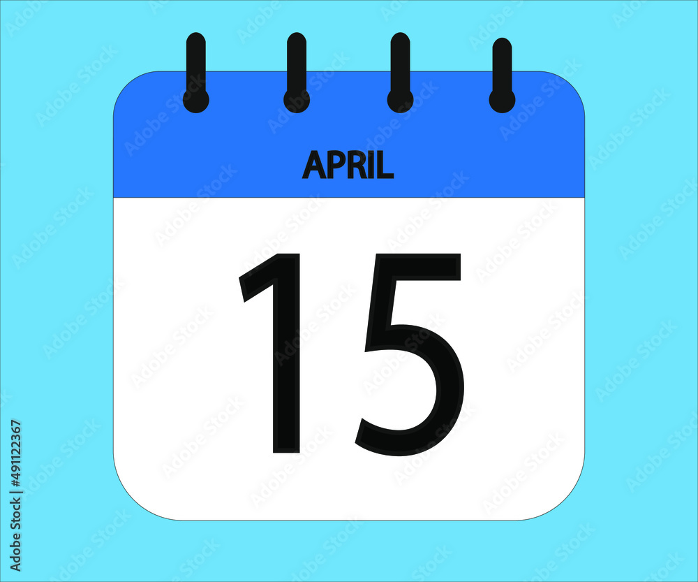 April 15th blue calendar icon for days of the month