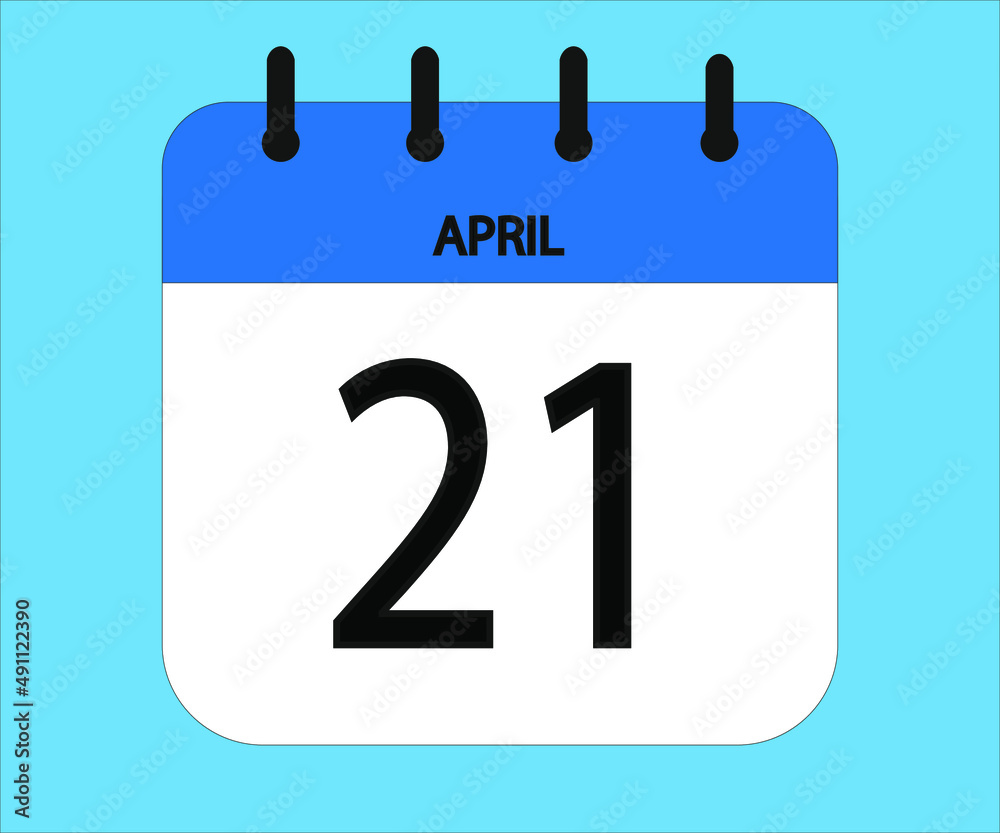 April 21th blue calendar icon for days of the month April 21th blue calendar icon for days of the month
