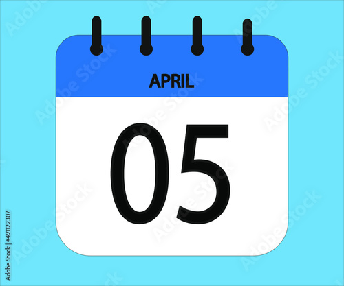 April 05th blue calendar icon for days of the month